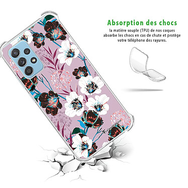 Avis LaCoqueFrançaise Coque Samsung Galaxy A52 Silicone antichocs Solides coins renforcés  transparente Motif Fleurs parme