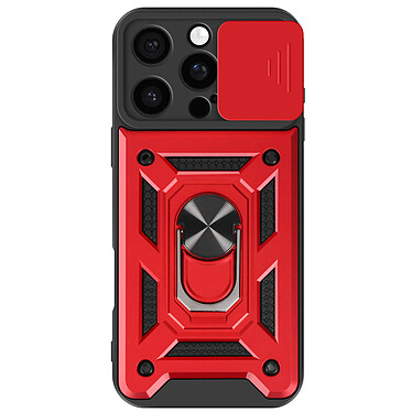 Mayaxess Coque pour iPhone 16 Pro Max Bague Support Cache Caméra Coulissant Rouge