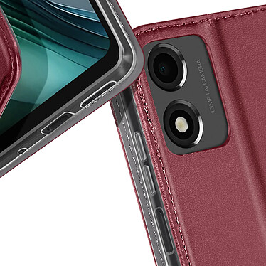 Avizar Étui pour Motorola Moto E14 Clapet Porte-carte Magnétique Bordeaux pas cher