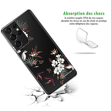 Avis LaCoqueFrançaise Coque Samsung Galaxy S21 Ultra 5G silicone transparente Motif Fleurs Sauvages ultra resistant