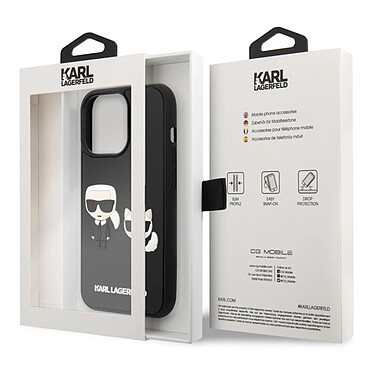 Karl Lagerfeld Coque pour Apple iPhone 13 Pro Max 3D Rubber Karl & Choupette Noir pas cher