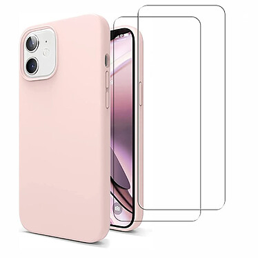 Acheter Evetane Coque iPhone 11 Silicone liquide Rose + 2 Vitres en Verre trempé Protection écran Antichocs