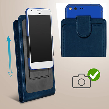 Avizar Etui pour Smartphone Universel Clapet Vertical Portefeuille Taille L  bleu nuit pas cher