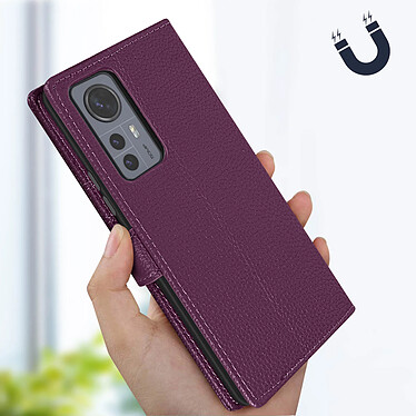 Avizar Housse pour Xiaomi 12 et 12X Aspect Grainé Clapet Portefeuille Support Vidéo  Violet pas cher