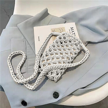 Avis Avizar Sac Bandoulière pour Smartphone en Crochet Tressé  Blanc