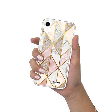 Evetane Coque iPhone Xr 360 intégrale transparente Motif Marbre Rose Losange Tendance pas cher