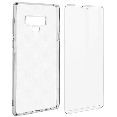 Avizar Coque Samsung Galaxy Note 9 Silicone Souple Film Verre Trempé 9H Transparent