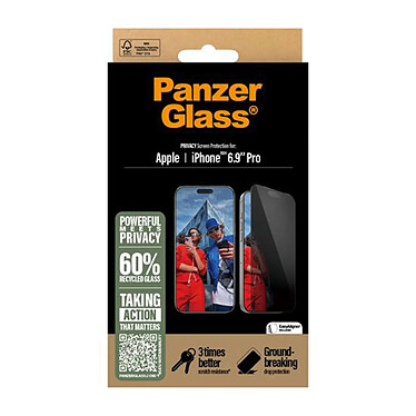 Acheter Panzer Glass Protection d'Écran pour iPhone 16 Pro Max UWF avec Filtre de Confidentialité Noir transparent