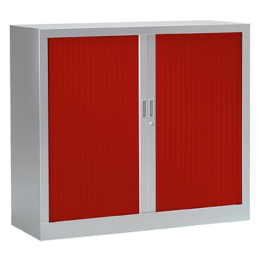 VINCO Armoire Monobloc FUN H100xL120xP43 cm 2 Tablettes Alu Rideaux Rouge