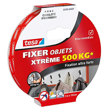 TESA Adhésif Powerbond Xtreme double face ultra fort 5 m x19 mm Jusqu'à 500 kg