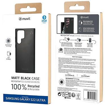 Avis Muvit Coque pour Samsung Galaxy S22 Ultra RECYCLETEK Souple Noir