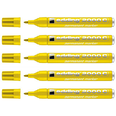 EDDING Marqueur Permanent 2000C Corps Alu Jaune Pointe Ronde 1,5-3 mm x 5