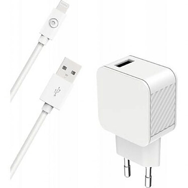 BigBen Connected Chargeur Secteur USB A 2.4A FastCharge + Câble USB A/Lightning Blanc