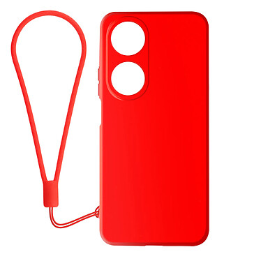 Avizar Coque pour Honor 90 Smart Silicone Finition Soft-touch avec Dragonne Rouge