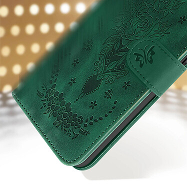 Avizar Étui Portefeuille pour Xiaomi Redmi 12C, Simili Cuir Motif Papillon Floral Vert pas cher