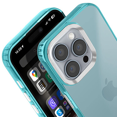 Acheter Avizar Coque pour iPhone 16 Pro Souple Design Fumé Contour Caméra Métallisé Turquoise