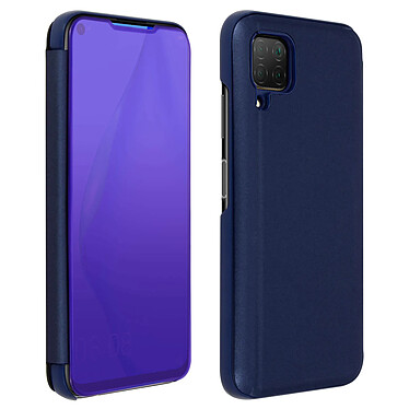 Avizar Étui Huawei P40 Lite Clapet translucide Design Miroir Support Vidéo Bleu nuit