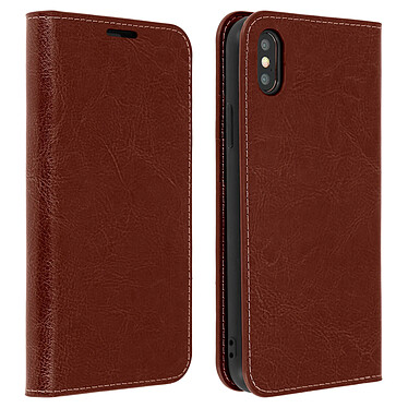 Avizar Etui folio Marron Cuir véritable pour Apple iPhone XS Max