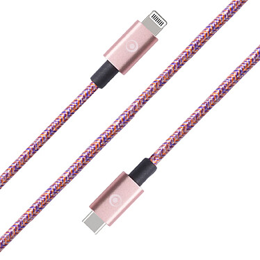 BigBen Connected Câble Tissé USB C/Lightning 2m - 3A Rose