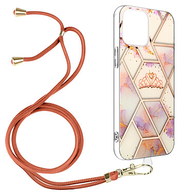 Avizar Coque Cordon iPhone 12 Motif géométrique en Silicone Gel rose gold