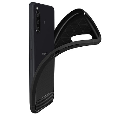 Avizar Coque Sony Xperia 10 IV Renforcée Souple Carbone Effet Brossé  Noir pas cher