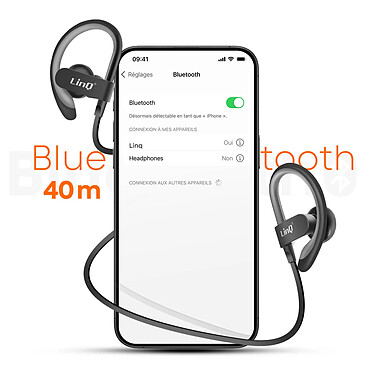 Avis Écouteurs Bluetooth Sport Tour de cou LinQ Noir, Portée 40m