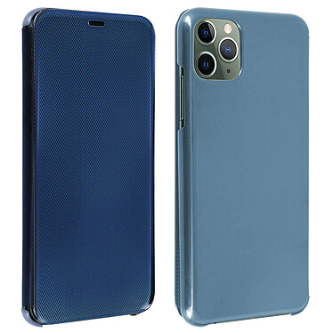 Avizar Étui iPhone 11 Pro Chromé Strié Clapet Translucide Rigide Fin Léger - bleu