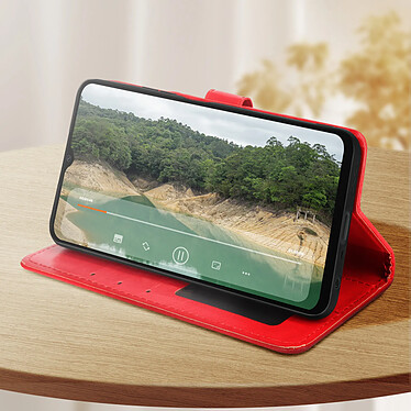 Acheter Avizar Étui pour Oppo A38 Design Vintage Clapet Portefeuille Support Vidéo Rouge