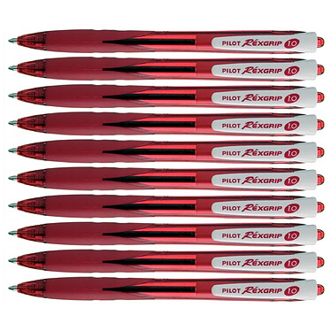 PILOT Stylo à bille REXGRIP BEGREEN Pointe Moyenne 1.0 Rouge x 10