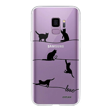 Evetane Coque Samsung Galaxy S9 360 intégrale transparente Motif Chat Lignes Tendance