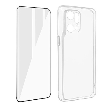 Avizar Coque pour Oppo Find X5 Pro Silicone Souple et Film Verre Trempé 9H Incurvé  Transparent