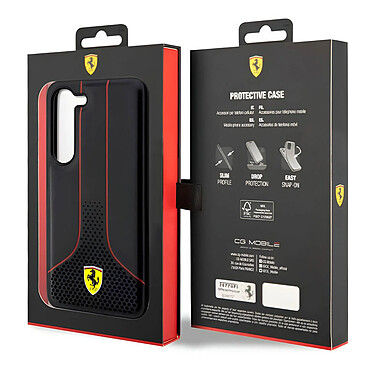 Ferrari Coque pour Samsung Galaxy S23 Cuir Vegan Compatible QI Noir pas cher