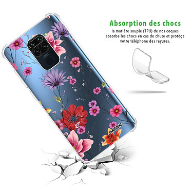 Avis Evetane Coque Xiaomi Redmi Note 9 anti-choc souple angles renforcés transparente Motif Fleurs Multicolores