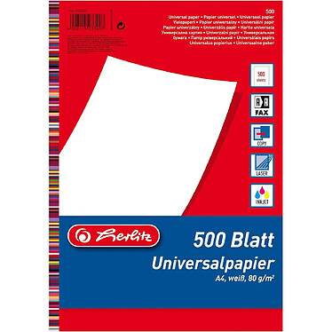 HERLITZ Lot de 500 feuilles de papier universel A4 80 g Blanc sans bois