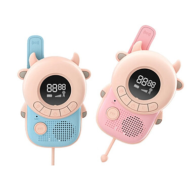 TechKidz 2x Talkie-walkie Enfant avec Écran LCD Modèle Meuh-meuh Bleu / Rose