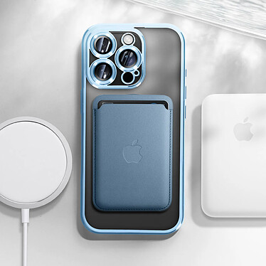 Avis Avizar Coque MagSafe pour iPhone 16 Pro Silicone Contour Chromé Bleu Clair