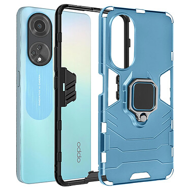 Avizar Coque pour Oppo A98 5G Bi-matière Antichoc Anneau Support  Bleu pas cher