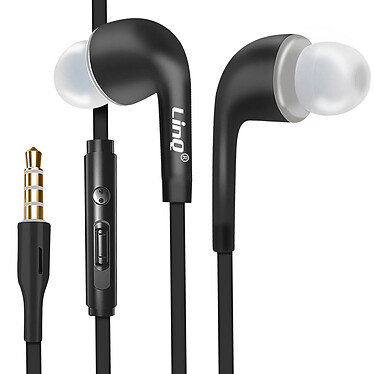 LinQ Écouteurs Jack 3.5mm Intra-auriculaires Microphone Boutons Contrôle Noir