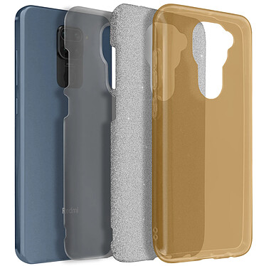 Avizar Coque pour Xiaomi Redmi Note 9 Paillette Amovible Silicone Semi-rigide or