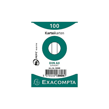 EXACOMPTA EtuiI de 100 Fiches BRISTOL A8 55x74 mm Blanc Ligné x 48