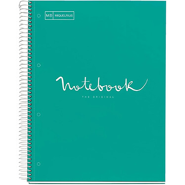 MIQUELRIUS Cahier Notebook Emotions Spirale A4 séyès 80 feuilles - Turquoise