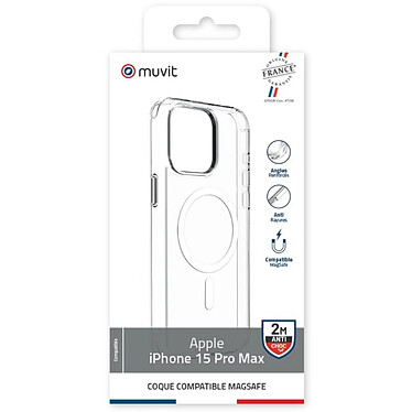 Muvit Coque de Protection pour iPhone 15 Pro Max Renforcée 2M MagSafe Transparent pas cher