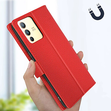 Avizar Étui Vivo V23 Pro Clapet Portefeuille Support Vidéo Dragonne  rouge pas cher