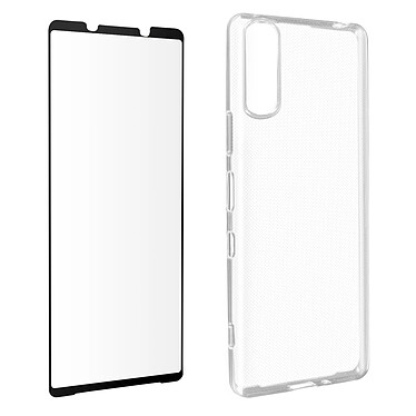 Avizar Coque Sony Xperia 10 III Souple et Film Verre Trempé 9H - noir