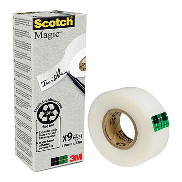 SCOTCH Boite de 9 Rouleaux adhésif Invisible MAGIC 900 Recyclé 19 m x 33 m