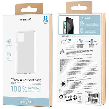 Avis Muvit Coque pour Samsung Galaxy A71 Recycletek Souple Technologie Antibactérienne Transparent