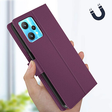 Avizar Housse pour Realme 9 Pro Plus et 9 4G Aspect Grainé Clapet Portefeuille Stand Vidéo  violet pas cher