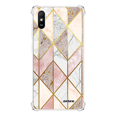 Evetane Coque Xiaomi Redmi 9A anti-choc souple angles renforcés transparente Motif Marbre Rose Losange