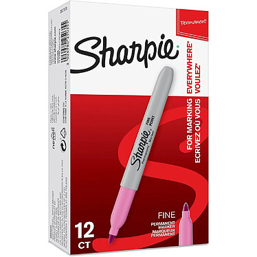 SHARPIE Marqueur permanent FINE Pointe Ronde Rose x 12