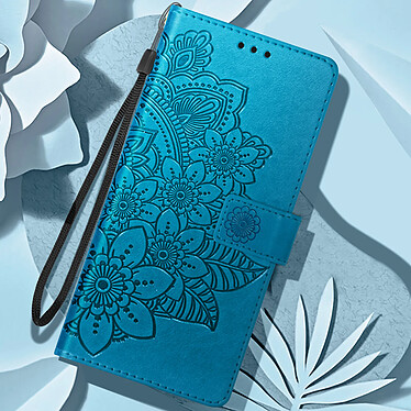 Acheter Avizar Étui Mandala Fleurs pour Xiaomi Redmi A3 Portefeuille Support Dragonne Bleu